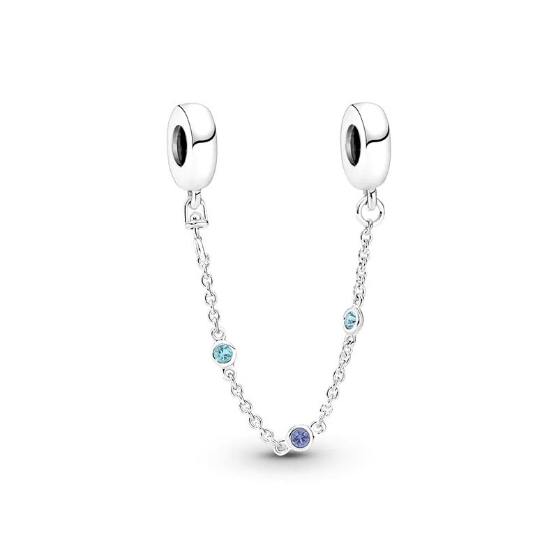 Charm femme pandora chaÎne de confort triple pierre bleue argent 925/1000 - charms - edora