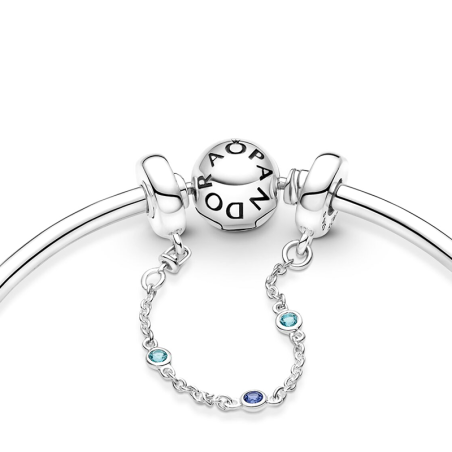 Charm femme pandora chaîne de confort triple pierre bleue argent 925/1000 – charms
