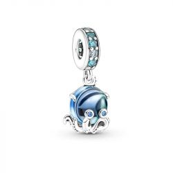 Charm femme pandora pendant poulpe adorable en verre de murano argent 925/1000 - charms - edora - 0