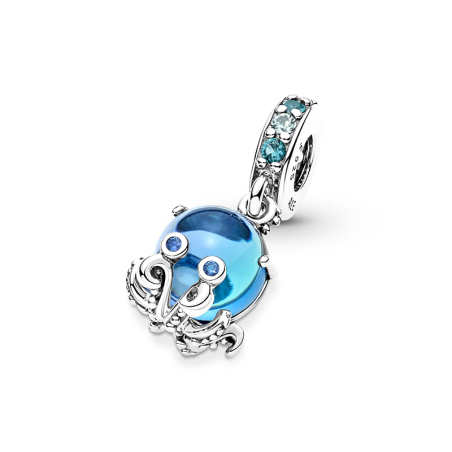 Charm femme pandora pendant poulpe adorable en verre de murano argent 925/1000 – charms