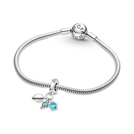Charm femme pandora pendant triple poisson, tortue de mer &amp; conque argent 925/1000 – charms