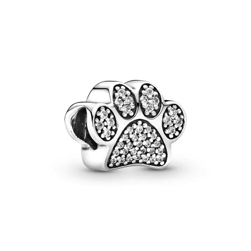 Charm femme pandora empreinte de patte scintillante argent 925/1000 - charms - edora