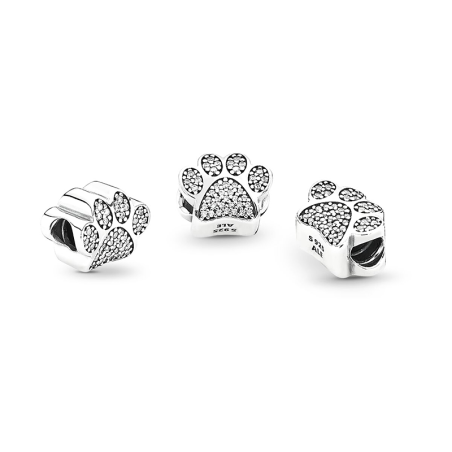 Charm femme pandora empreinte de patte scintillante argent 925/1000 – charms