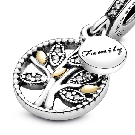 Charm femme pandora pendentif arbre de vie scintillant argent 925/1000 et doré 14 carats – charms
