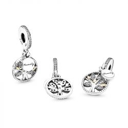 Charm femme pandora pendentif arbre de vie scintillant argent 925/1000 et doré 14 carats - charms - edora - 4