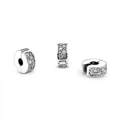 Charm femme pandora clip pavÉ transparent argent 925/1000 - charms - edora - 3
