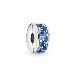 Charm femme pandora clip pavÉ bleu argent 925/1000 - charms - edora - 0