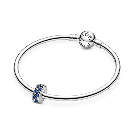 Charm femme pandora clip pavé bleu argent 925/1000 – charms