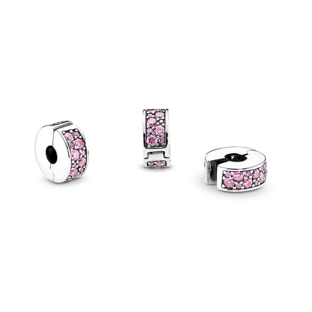 Charm femme pandora clip pavé rose argent 925/1000 – charms