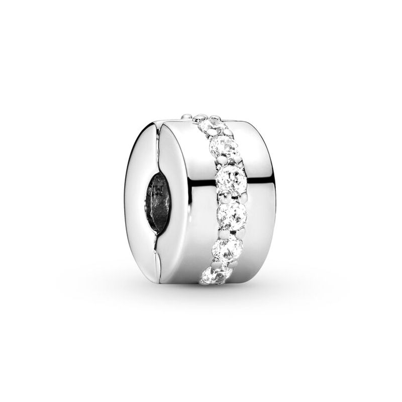 Charm femme pandora clip rangÉe scintillante incolore argent 925/1000 - charms - edora