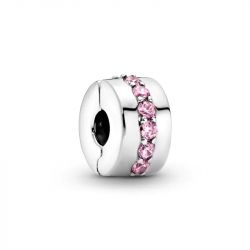Charm femme pandora clip rangÉe scintillante rose argent 925/1000 - charms - edora - 0