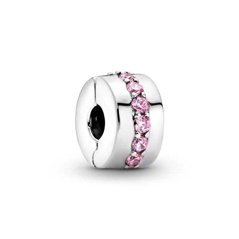 Charm femme pandora clip rangÉe scintillante rose argent 925/1000 - charms - edora