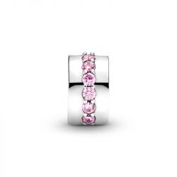 Charm femme pandora clip rangÉe scintillante rose argent 925/1000 - charms - edora - 1