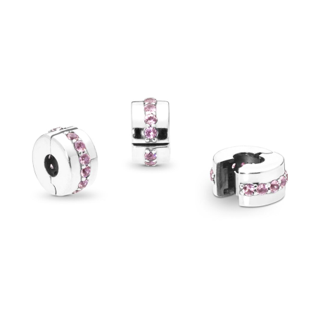 Charm femme pandora clip rangée scintillante rose argent 925/1000 – charms