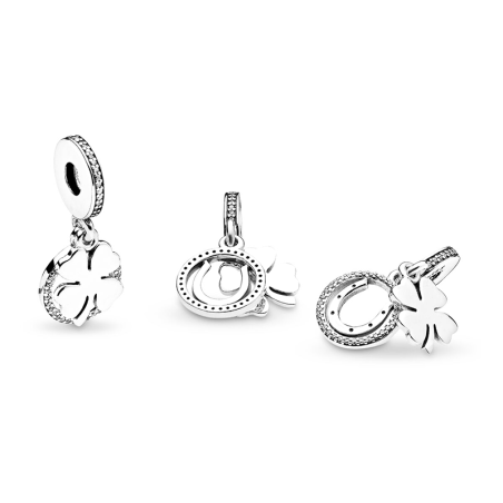 Charm femme pandora pendant trèfle à quatre feuilles chance argent 925/1000  – charms