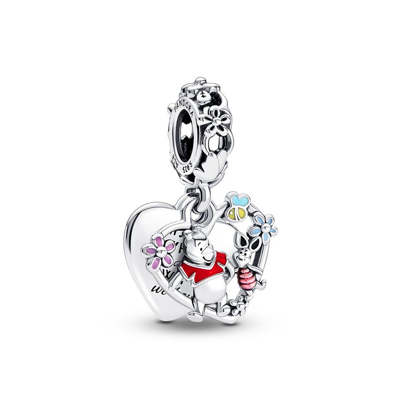 Charm femme pandora disney pendant double winnie l’ourson & porcinet argent 925/1000 - charms - edora