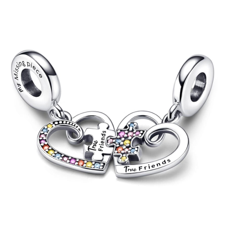 Charm femme pandora pendant amitié séparable cœurs pièce de puzzle argent 925/1000 – charms