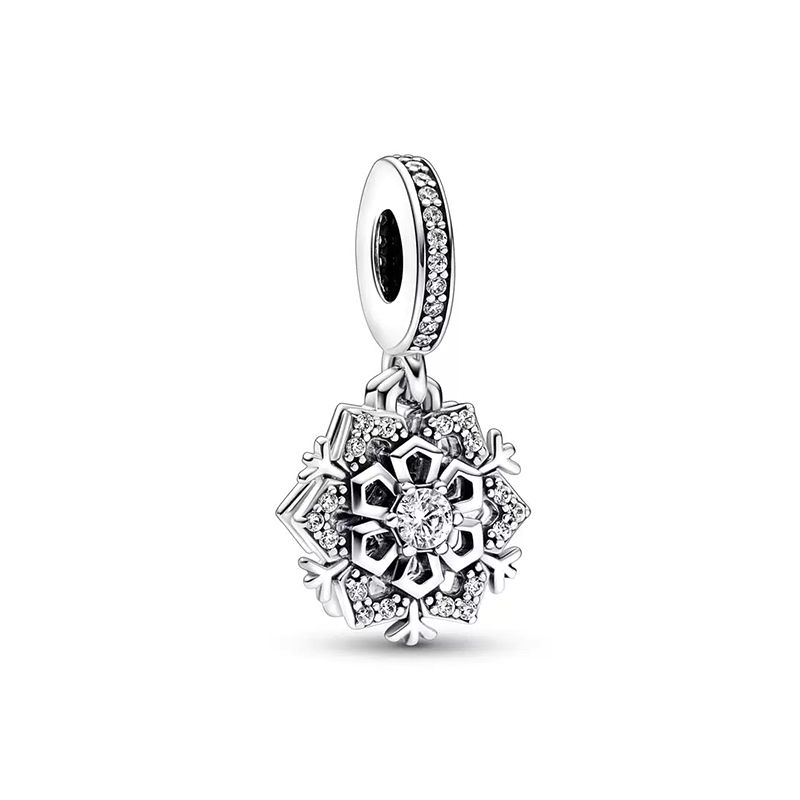 Charm femme pandora pendant double flocon de neige scintillant argent 925/1000  - charms - edora