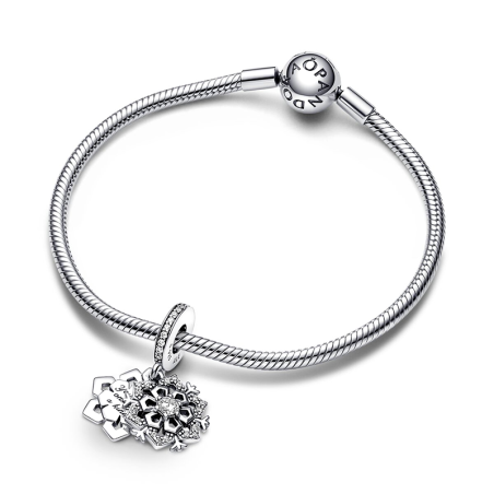 Charm femme pandora pendant double flocon de neige scintillant argent 925/1000  – charms