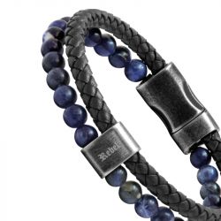 Bracelet homme rochet rebel cuir noir - bracelets-homme - edora - 2