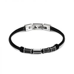 Bracelet homme rochet mercury cuir noir - bracelets-homme - edora - 0