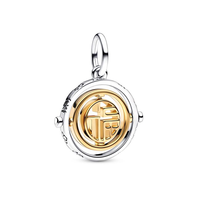 Charm femme pandora rotatif fÚ bicolore argent 925/1000 et doré 14 carats - charms - edora