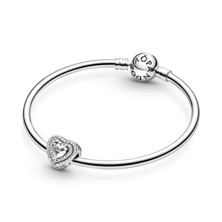 Charm femme pandora cœurs nivelés scintillant argent 925/1000 – charms