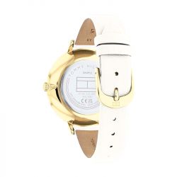 Montre femme tommy hilfiger florence cuir blanc - analogiques - edora - 2