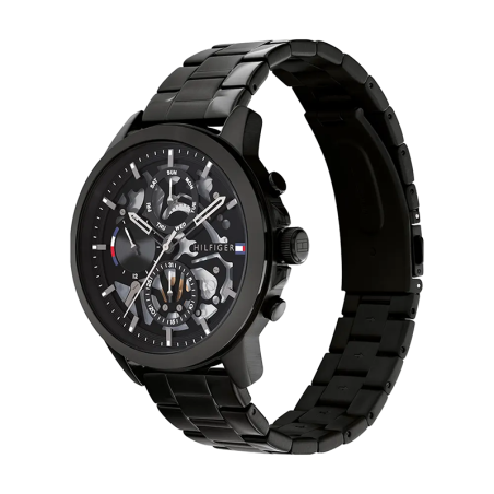 Montre homme chronographe tommy hilfiger henry acier noir – chronographes