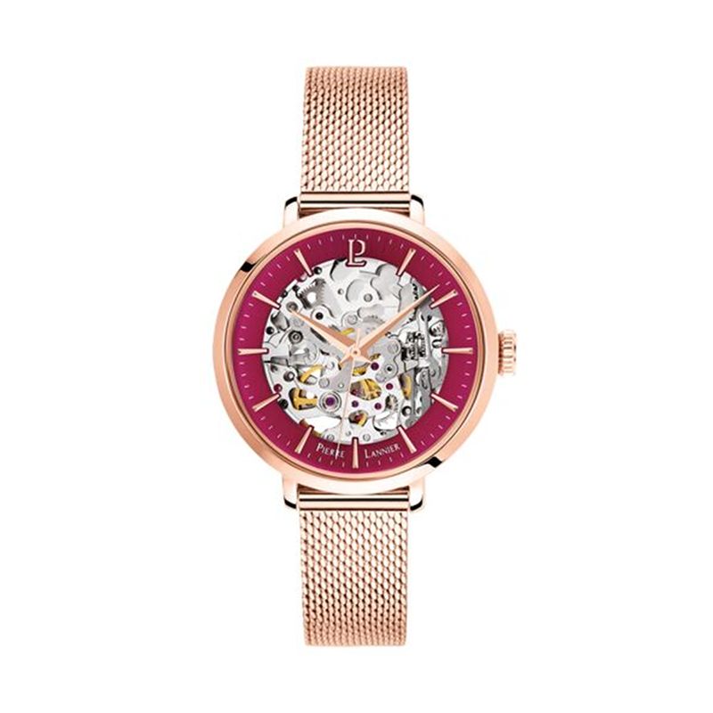 Montre femme automatique pierre lannier automatic acier doré rose