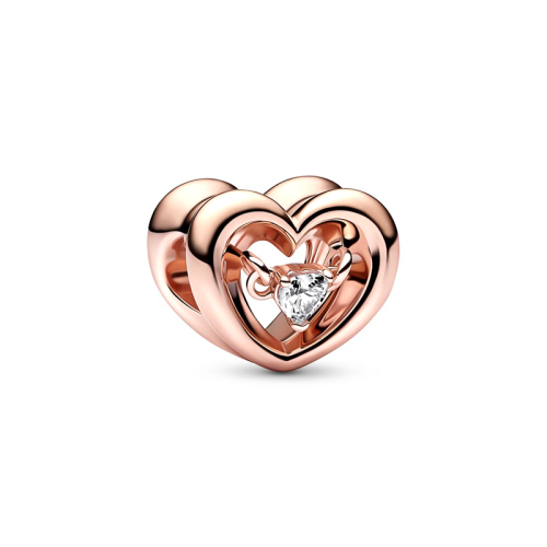 Charm Femme PANDORA CŒUR RAYONNANT & PIERRE FLOTTANTE Doré Rose 14 Carats