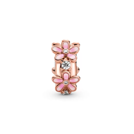 Charm femme pandora clip marguerite rose doré rose 14 carats  – charms