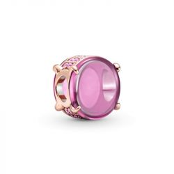 Charm femme pandora cabochon ovale rose doré rose 14 carats - charms - edora - 0