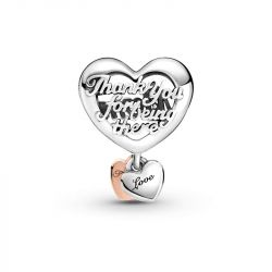 Charm femme pandora cŒur thank you mum argent 925/1000 et doré rose 14 carats - charms - edora - 3
