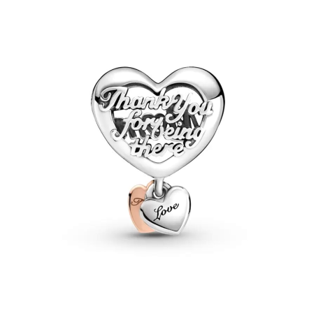 Charm femme pandora cœur thank you mum argent 925/1000 et doré rose 14 carats – charms