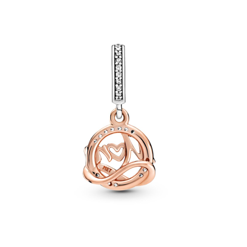 Charm Femme PANDORA PENDANT MUM (MAMAN) BICOLORE Argent 925/1000 et Doré Rose 14 Carats