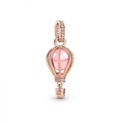 Charm femme pandora pendant montgolfiÈre rose scintillant doré rose 14 carats - charms - edora - 0