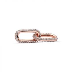 Double link femme pandora me maillon double pavÉ doré rose 14 carats - charms - edora - 0