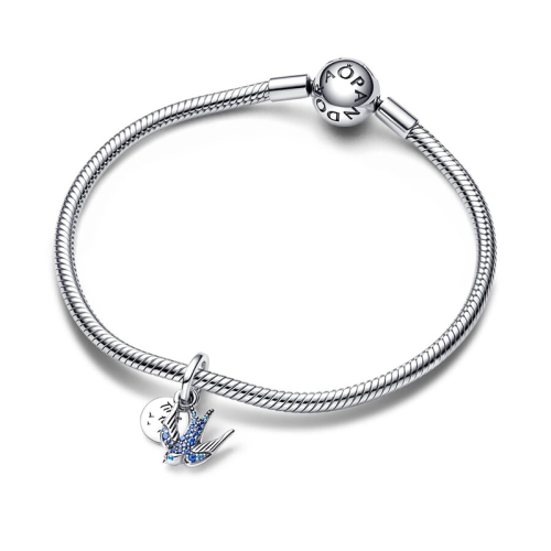 Charm Femme PANDORA PENDANT DOUBLE HIRONDELLE SCINTILLANTE & CITATION Argent 925/1000