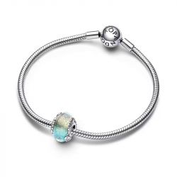 Charm femme pandora verre de murano multicolore & plume courbe argent 925/1000 - charms - edora - 2