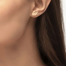 Boucles d'oreilles puces femme lacoste acier doré rose - boucles-d-oreilles-femme - edora - 1