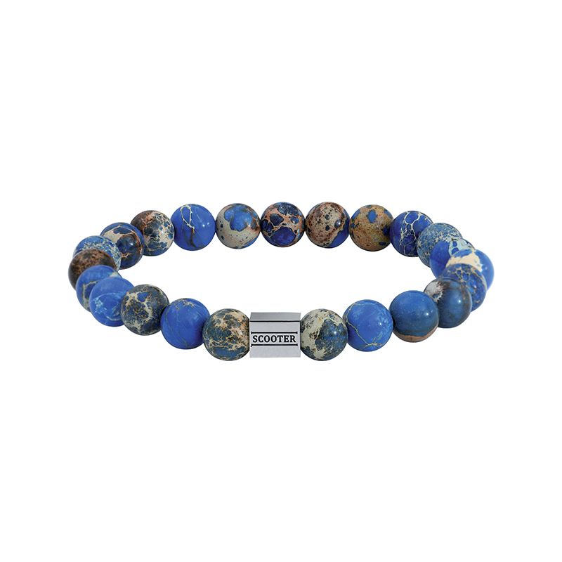 Bracelet homme 19cm scooter quartz bleu - beads - edora Bracelet homme 19cm scooter quartz bleu - beads - edora