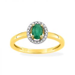 Bague femme edora or 375/1000 bicolore Émeraude diamant - bagues-femmes - edora - 0