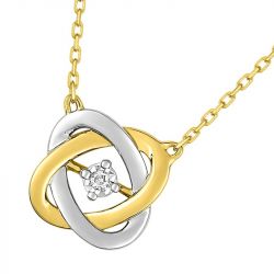Collier femme edora or 375/1000 bicolore diamant - colliers-femme - edora - 1