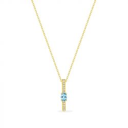 Collier femme edora or 375/1000 aigue-marine et oxyde de zirconium - colliers-femme - edora - 0