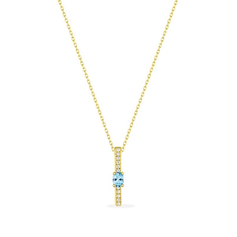 Collier femme edora or 375/1000 aigue-marine et oxyde de zirconium - colliers-femme - edora