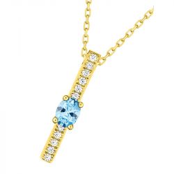 Collier femme edora or 375/1000 aigue-marine et oxyde de zirconium - colliers-femme - edora - 1