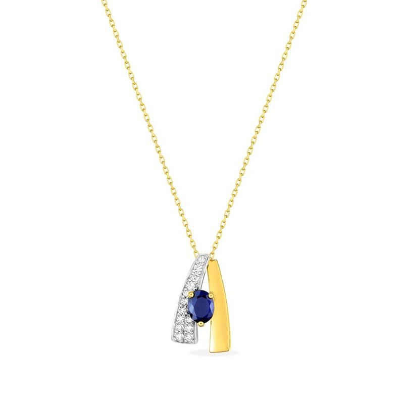 Collier femme edora or 375/1000 bicolore saphir oxydes de zirconium - colliers-femme - edora