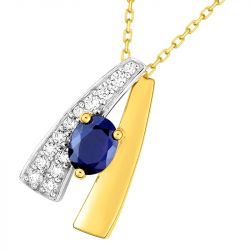 Collier femme edora or 375/1000 bicolore saphir oxydes de zirconium - colliers-femme - edora - 1