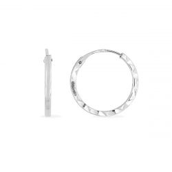 Boucles d'oreilles créoles diamantées edora or 375/1000 blanc - creoles - edora - 0